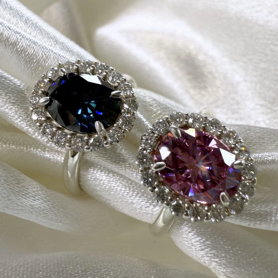 Pierścionek zaręczynowy z moissanitem szlif owalny 2,4ct Vintage: Daisy