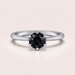 Pierścionek z czarnym moissanitem 1ct – Antica srebro 925