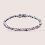 Bransoletka tenisowa z różowymi moissanitami 3mm - srebro 925