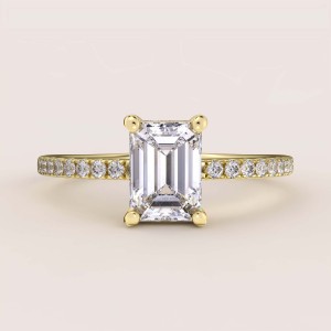 Pierścionek zaręczynowy Halo z moissanitem 1ct szlif szmaragdowy – Venice złoto 585 