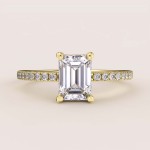 Pierścionek zaręczynowy Halo z diamentem laboratoryjnym 1ct szlif szmaragdowy – Venice złoto 585 