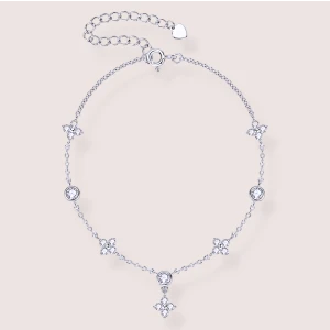 Bransoletka z moissanitami Floriss - srebro 925 