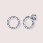 Okrągłe kolczyki z moissanitami -  Orelia srebro 925