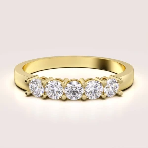 Obrączka z 5 moissanitami w 24h – Bangle złoto 585 