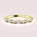 Obrączka z moissanitami 0.59ct w 24h szlif markiza i brylantowy – Lucy złoto 585 