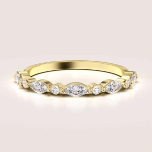 Obrączka z moissanitami 0.59ct w 24h szlif markiza i brylantowy – Lucy złoto 585 